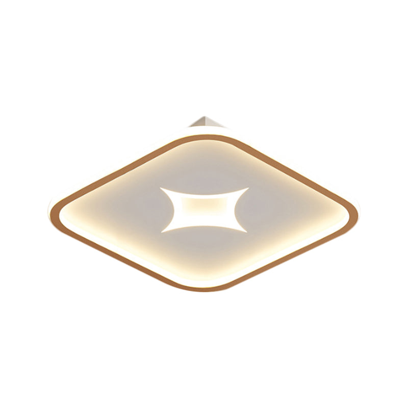 Modern Metallic LED Flush Ceiling Light in Black/Gold - Round/Rectangle, White Light - Available in 3 Sizes