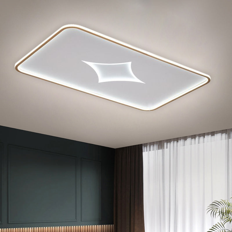 Modern Metallic LED Flush Ceiling Light in Black/Gold - Round/Rectangle, White Light - Available in 3 Sizes