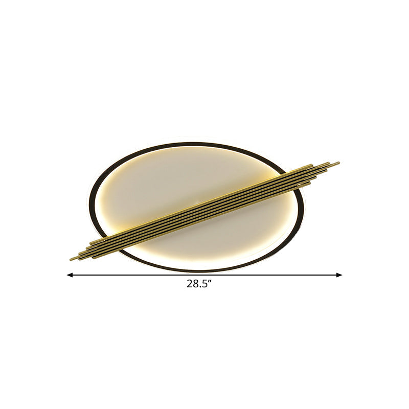 Gold-Black Circle LED Flushmount Ceiling Light with Acrylic Shade, Warm/White Light, 24.5"/28.5" W