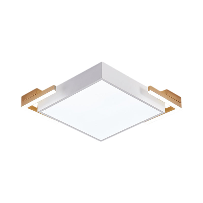 Modern Square Metallic Ceiling Light Fixture: LED Flushmount Lighting in Black/White, Warm/White Light, 19.5"/23.5" Wide
