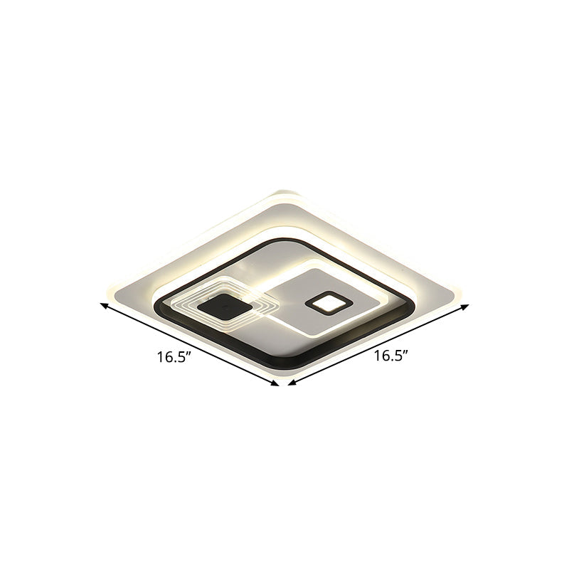 LED Minimalist Black Flush Mount Ceiling Lamp with Metal Rectangle Shade, Warm/White Light Options, 16.5"/20.5"/35.5" W
