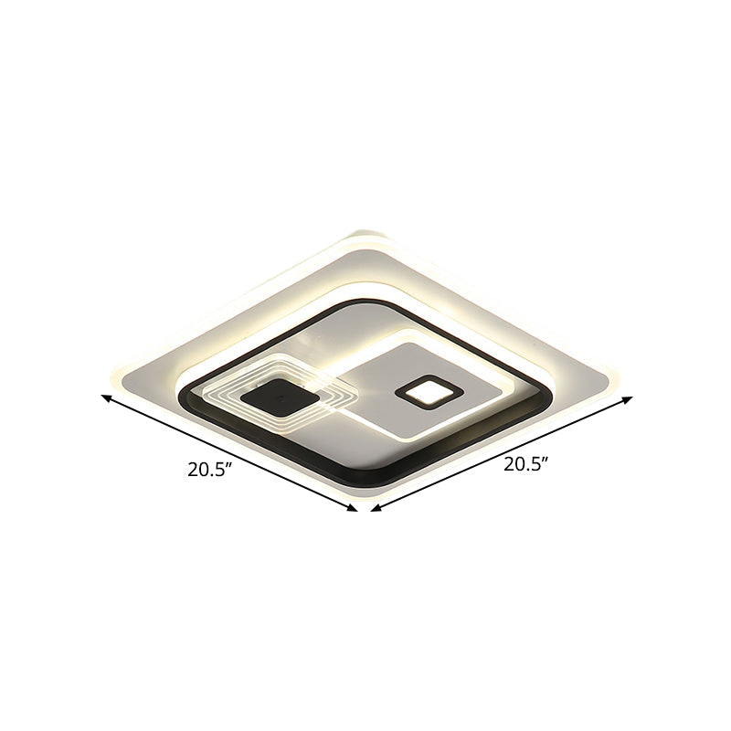 LED Minimalist Black Flush Mount Ceiling Lamp with Metal Rectangle Shade, Warm/White Light Options, 16.5"/20.5"/35.5" W