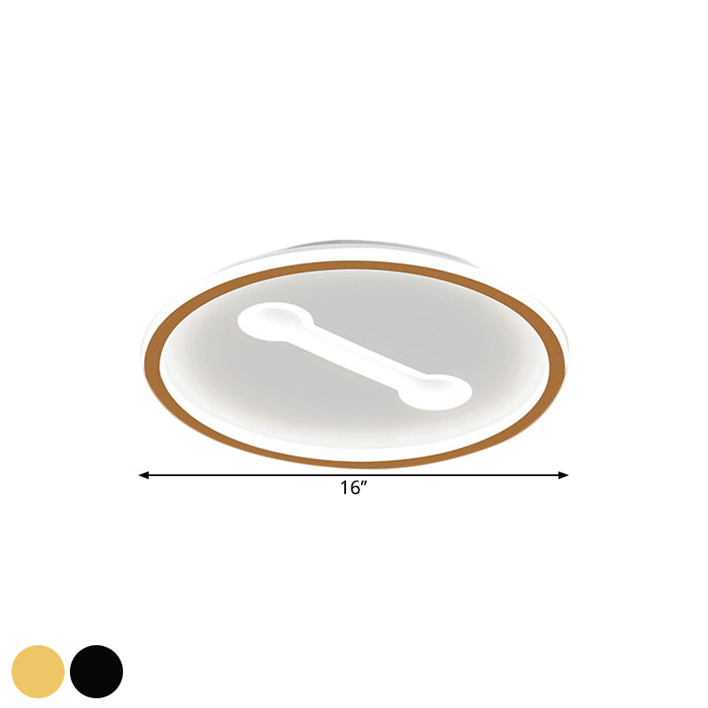 Ultra-Thin Round Metallic Flush Light, Nordic Black/Gold LED Flush Mount Fixture, Warm/White Light, 16"/19.5" Dia