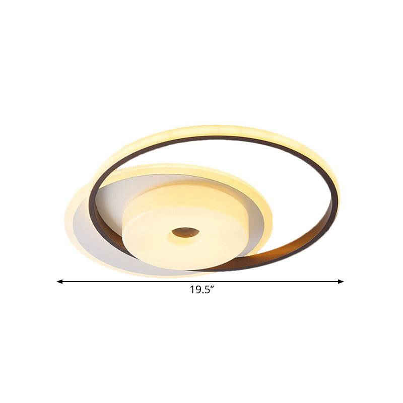 Metallic Nordic LED Flush Mount Ceiling Fixture in Warm/White, 16"/19.5" Wide