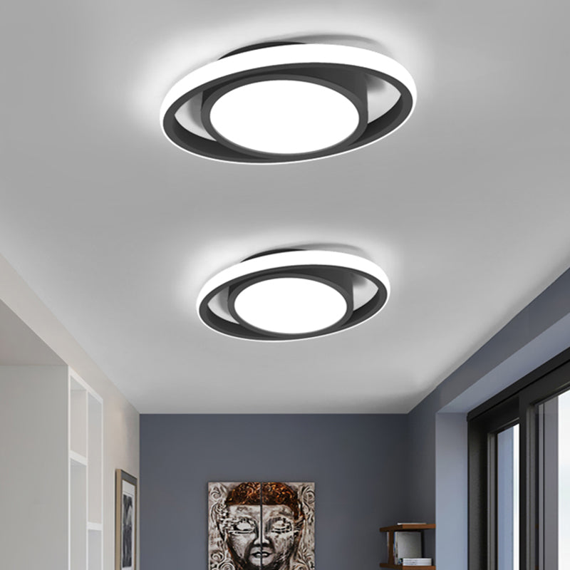 Customizable Flush Mount Metal LED Ceiling Fixture - Drum & Circle Design in Black/Gray/Gold (7-Day Customization)