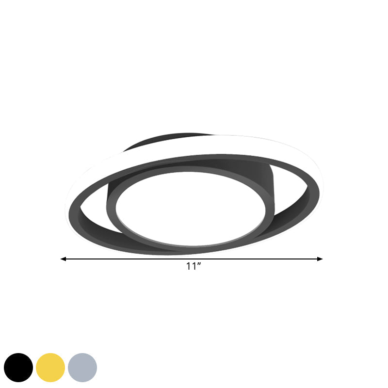 Customizable Flush Mount Metal LED Ceiling Fixture - Drum & Circle Design in Black/Gray/Gold (7-Day Customization)