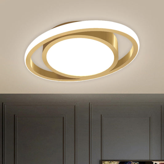 Customizable Flush Mount Metal LED Ceiling Fixture - Drum & Circle Design in Black/Gray/Gold (7-Day Customization)