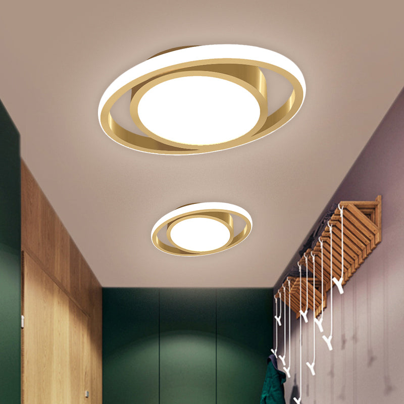 Customizable Flush Mount Metal LED Ceiling Fixture - Drum & Circle Design in Black/Gray/Gold (7-Day Customization)