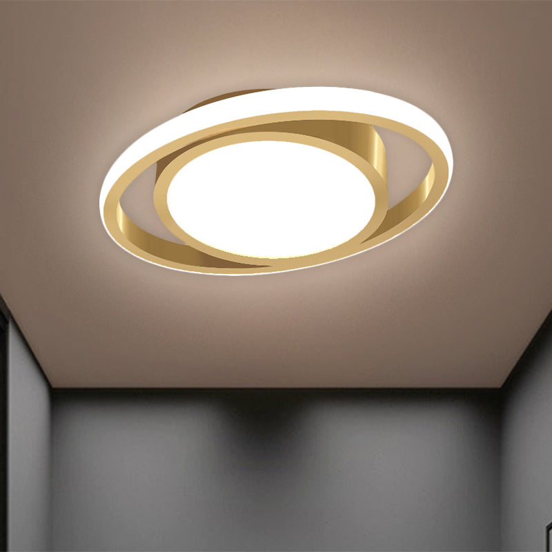 Customizable Flush Mount Metal LED Ceiling Fixture - Drum & Circle Design in Black/Gray/Gold (7-Day Customization)