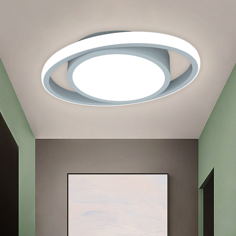 Customizable Flush Mount Metal LED Ceiling Fixture - Drum & Circle Design in Black/Gray/Gold (7-Day Customization)