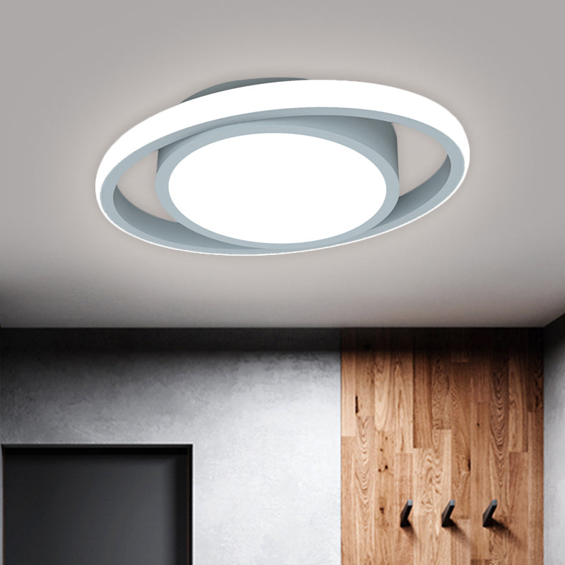 Customizable Flush Mount Metal LED Ceiling Fixture - Drum & Circle Design in Black/Gray/Gold (7-Day Customization)