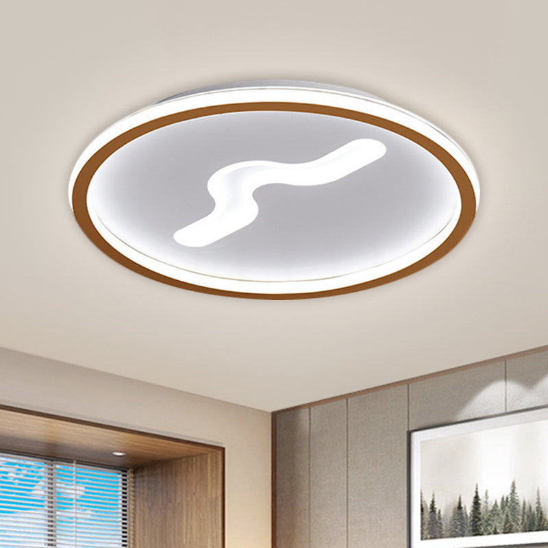 Plafonnier LED moderne avec abat-jour métallique - Plafonnier ultra fin en noir/doré - Lumière chaude/blanche