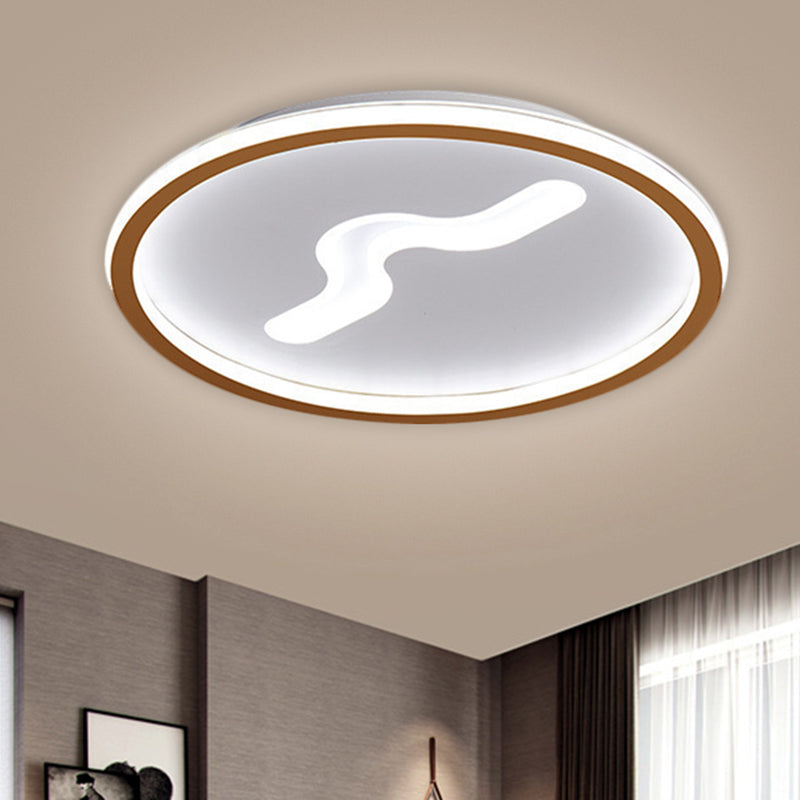 Plafonnier LED moderne avec abat-jour métallique - Plafonnier ultra fin en noir/doré - Lumière chaude/blanche