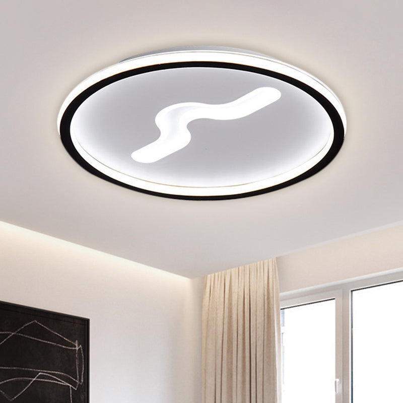 Plafonnier LED moderne avec abat-jour métallique - Plafonnier ultra fin en noir/doré - Lumière chaude/blanche