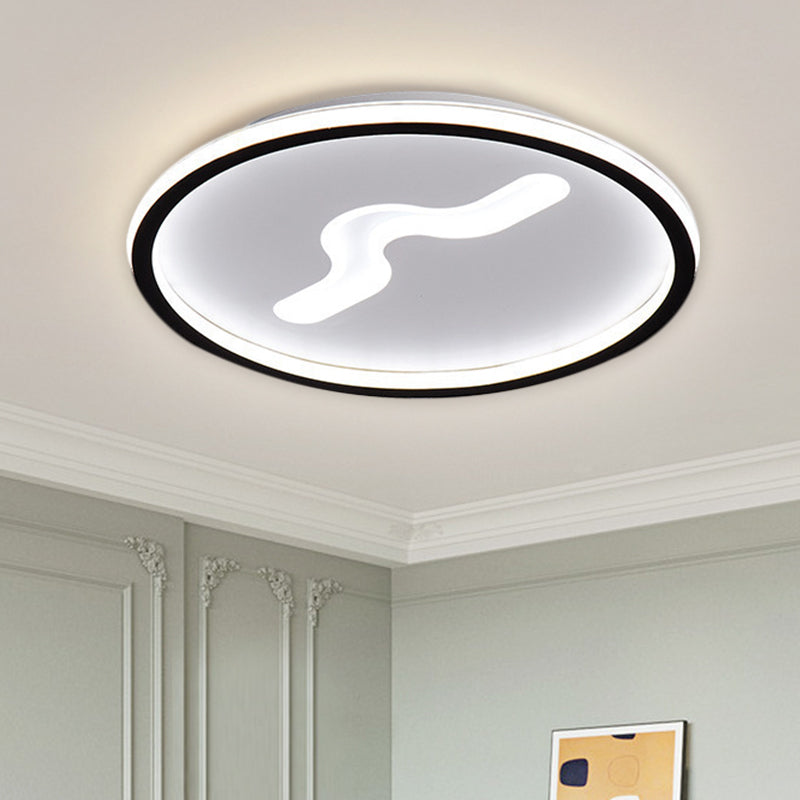 Plafonnier LED moderne avec abat-jour métallique - Plafonnier ultra fin en noir/doré - Lumière chaude/blanche