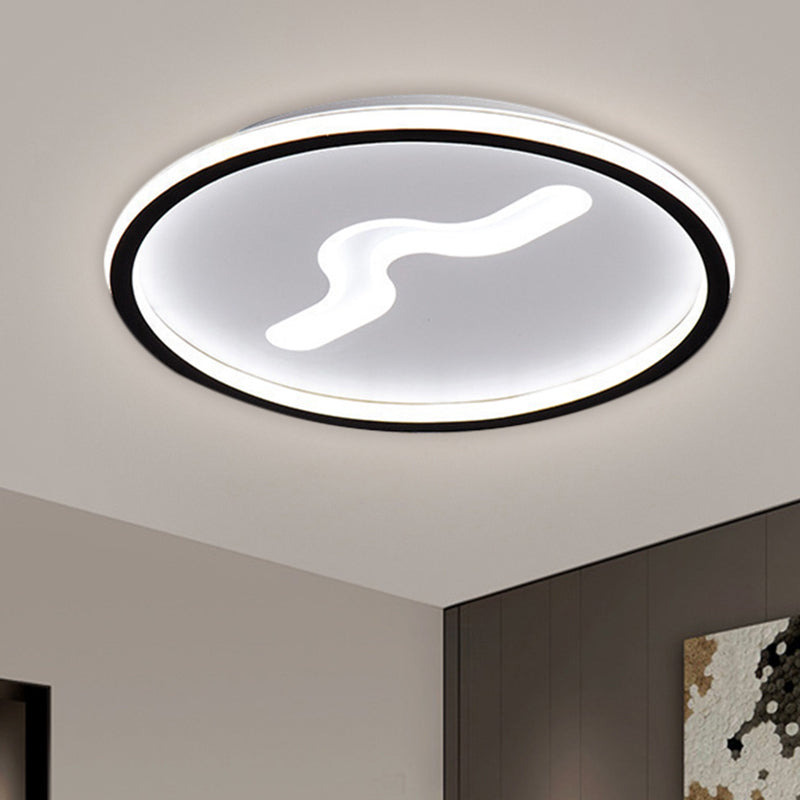 Plafonnier LED moderne avec abat-jour métallique - Plafonnier ultra fin en noir/doré - Lumière chaude/blanche