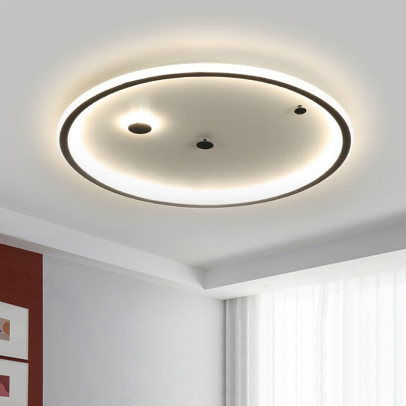 Lampe de chambre à coucher à LED minimaliste avec abat-jour rond en acrylique à lumière chaude/blanche - 3 tailles disponibles
