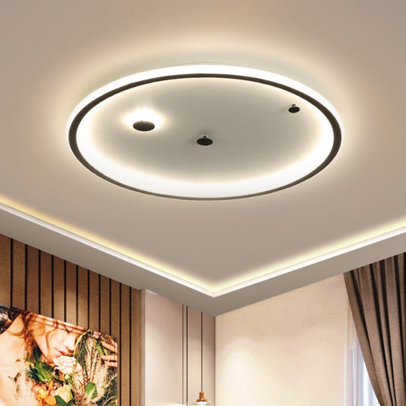Lampe de chambre à coucher à LED minimaliste avec abat-jour rond en acrylique à lumière chaude/blanche - 3 tailles disponibles