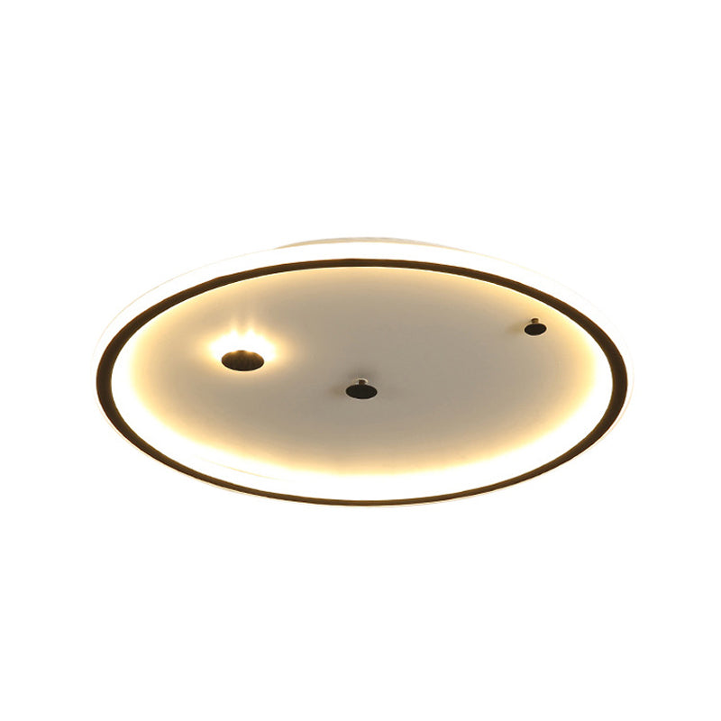 Lampe de chambre à coucher à LED minimaliste avec abat-jour rond en acrylique à lumière chaude/blanche - 3 tailles disponibles