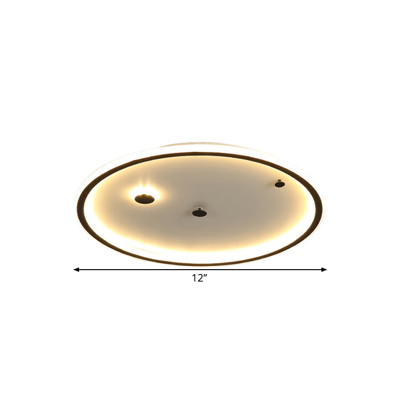 Lampe de chambre à coucher à LED minimaliste avec abat-jour rond en acrylique à lumière chaude/blanche - 3 tailles disponibles