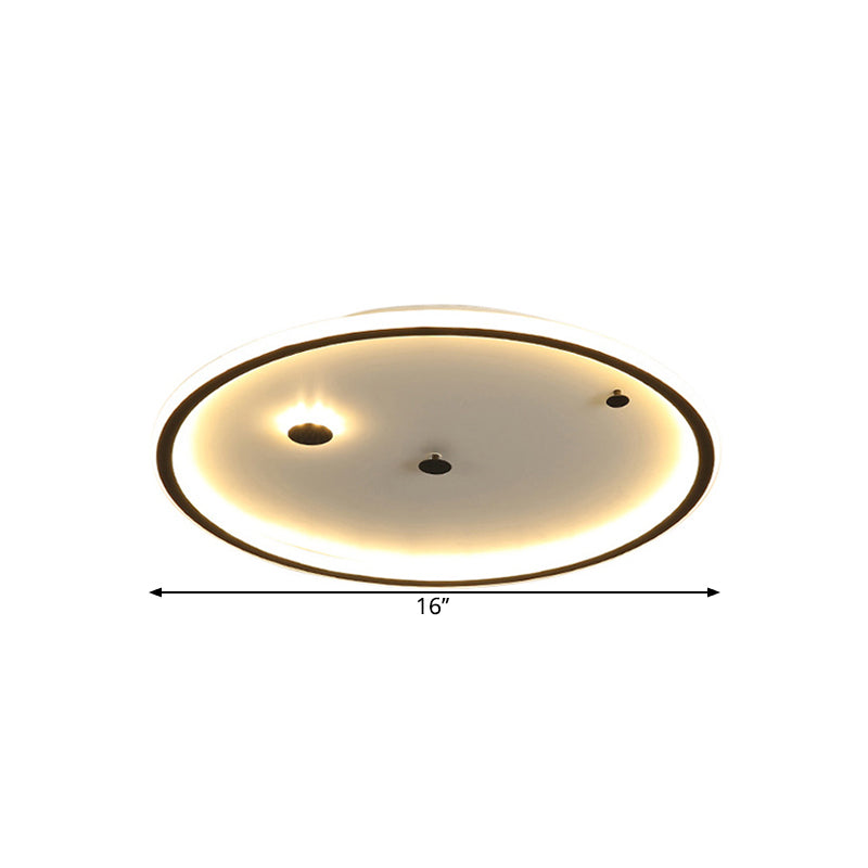 Lampe de chambre à coucher à LED minimaliste avec abat-jour rond en acrylique à lumière chaude/blanche - 3 tailles disponibles