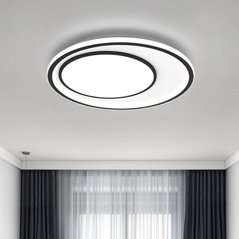Nordic LED Flushmount Lighting, Metal Round Ceiling Flush Mount in Black, 16.5"/20.5" Width, Customizable in 7 Days