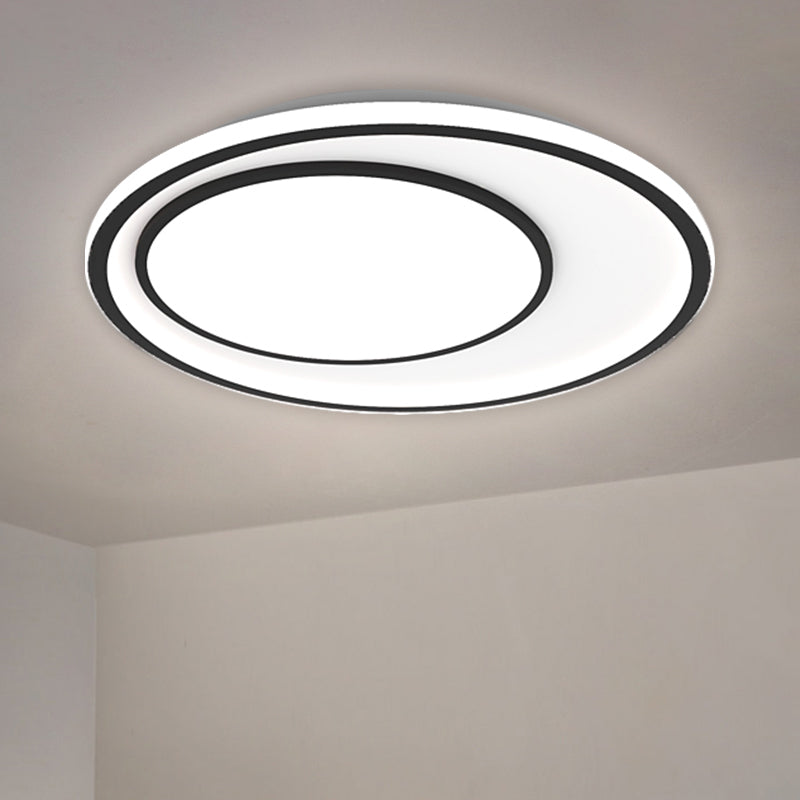 Nordic LED Flushmount Lighting, Metal Round Ceiling Flush Mount in Black, 16.5"/20.5" Width, Customizable in 7 Days