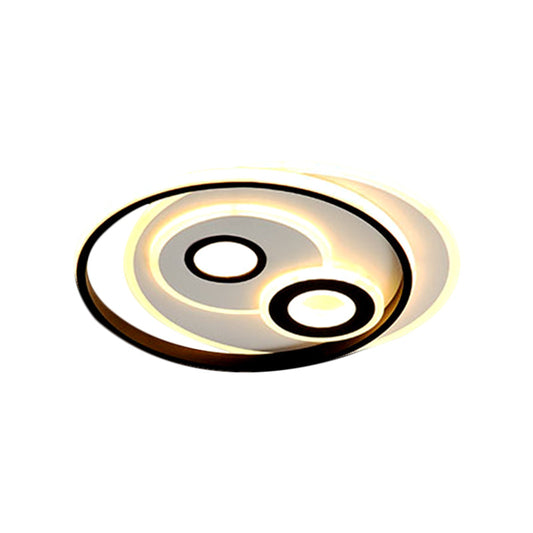 Modernist Led Flush Mount Ceiling Lamp Black Metal Shade Warm/White Light 16.5 Or 20.5 Diameter
