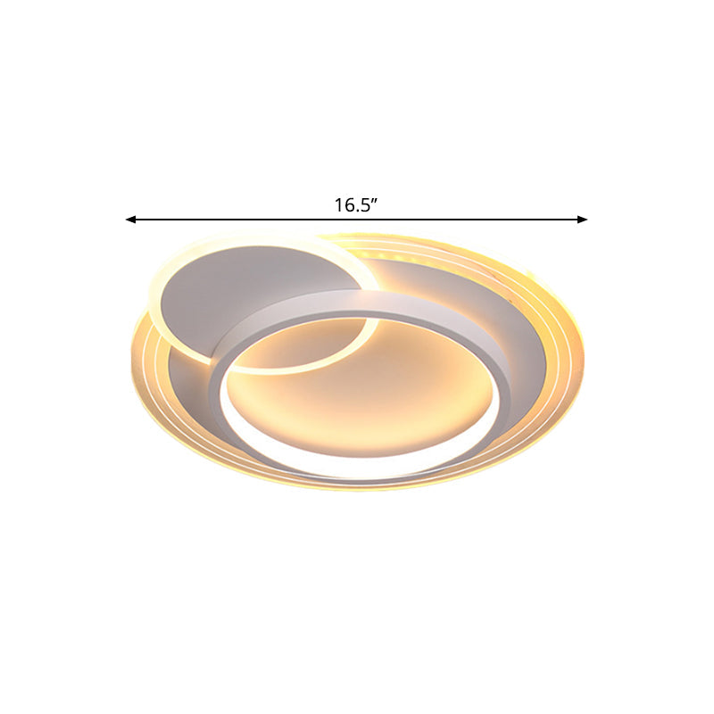 Minimalistic LED Ceiling Flush Mount Lamp, Metallic Round Design, 16.5"/20.5" Wide, Warm/White Light