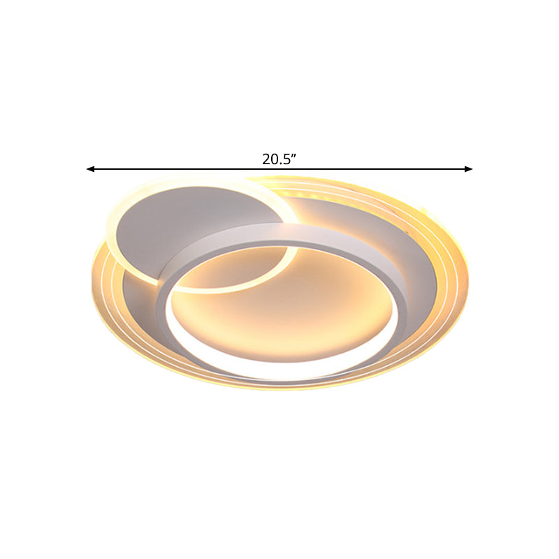 Minimalistic LED Ceiling Flush Mount Lamp, Metallic Round Design, 16.5"/20.5" Wide, Warm/White Light