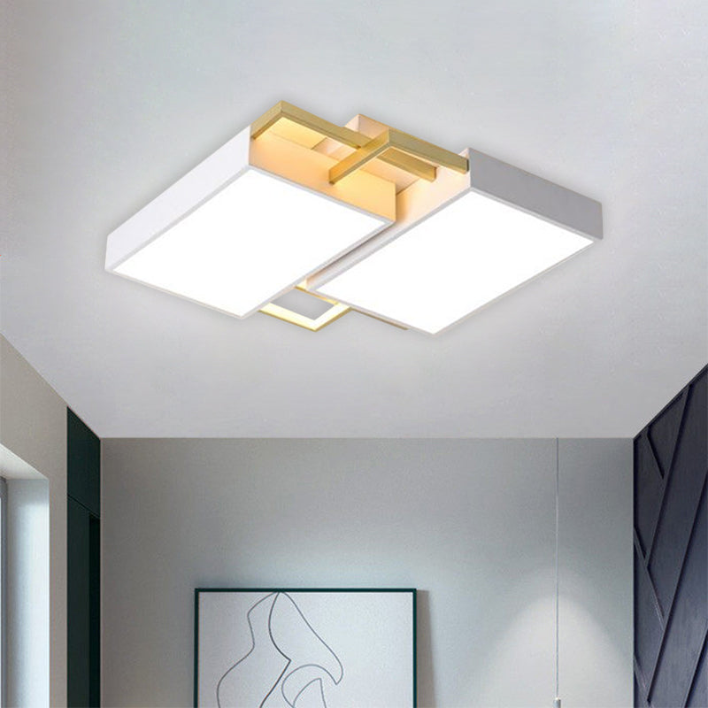 Modern Metal LED Flush Mount Light in Black/Gold Finish, 16"/19.5" Width with Warm/White Light