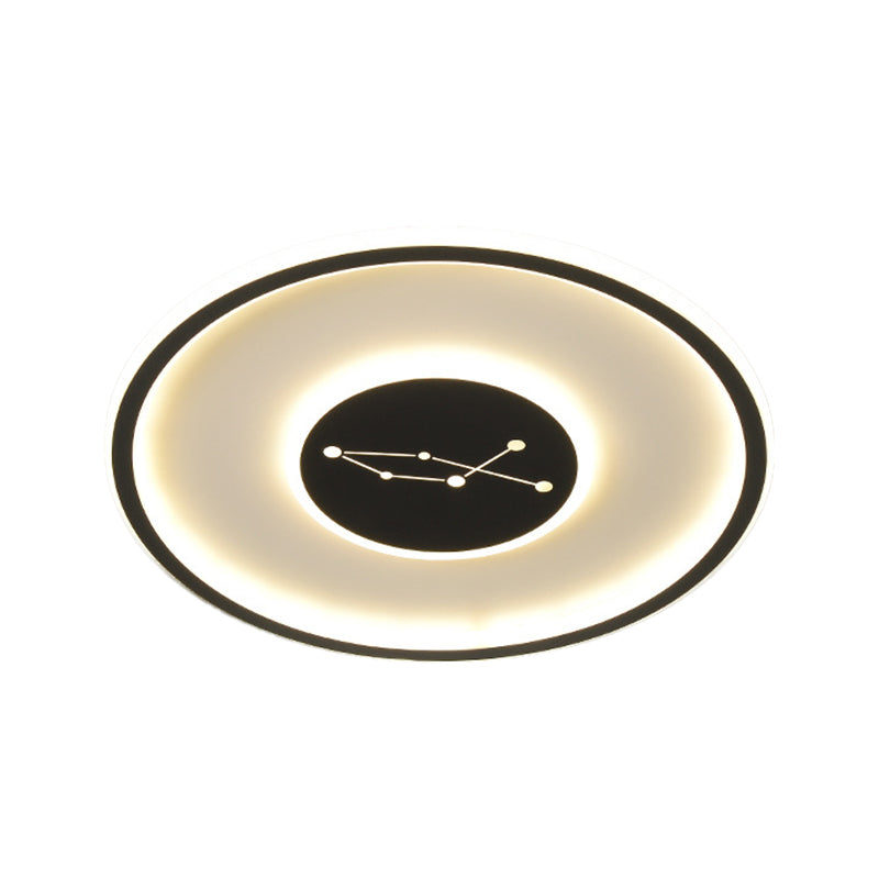 Modern LED Flush Mount Ceiling Lamp - Sleek Acrylic Design with Adjustable Light Color, Black Finish - Ideal for Bedrooms