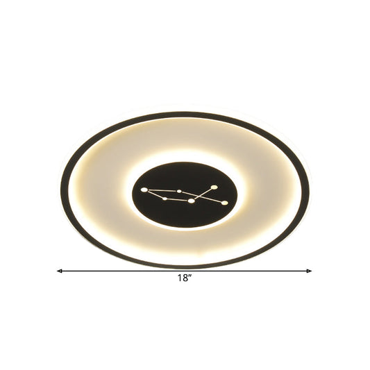 Modern Led Flush Mount Ceiling Lamp - Sleek Acrylic Design With Adjustable Light Color Black Finish