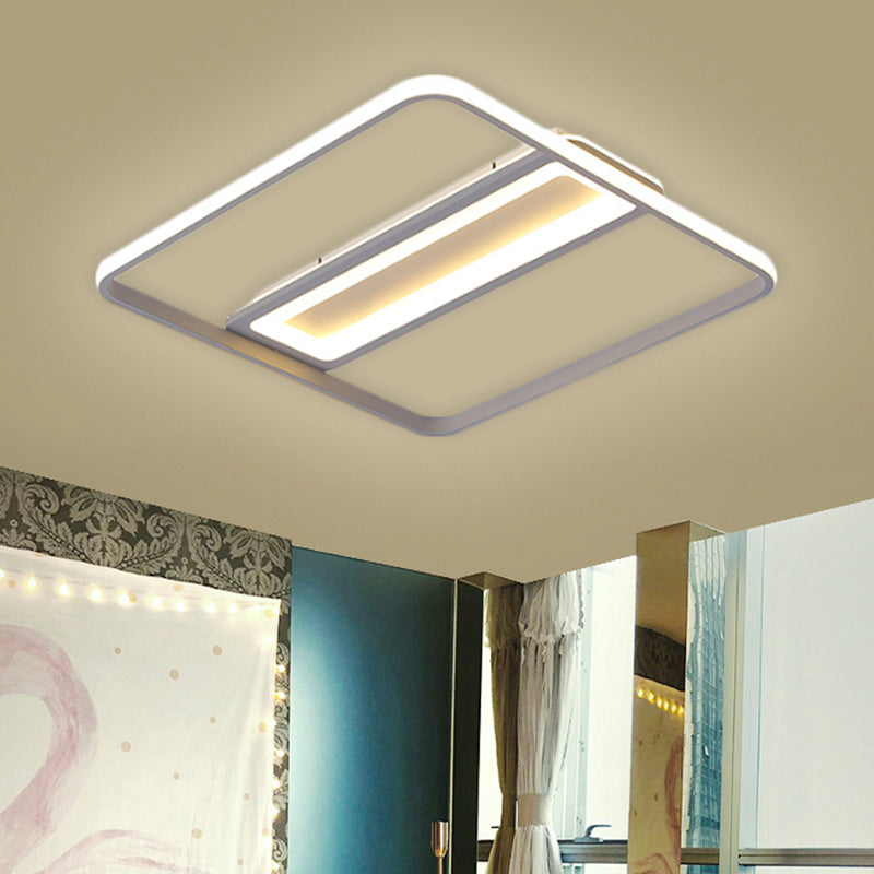Plastic Flush Ceiling Light - Nordic Design, LED, 16"/19.5" Width, White/Warm Light