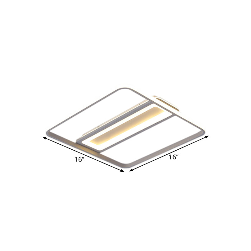 Plastic Flush Ceiling Light - Nordic Design, LED, 16"/19.5" Width, White/Warm Light