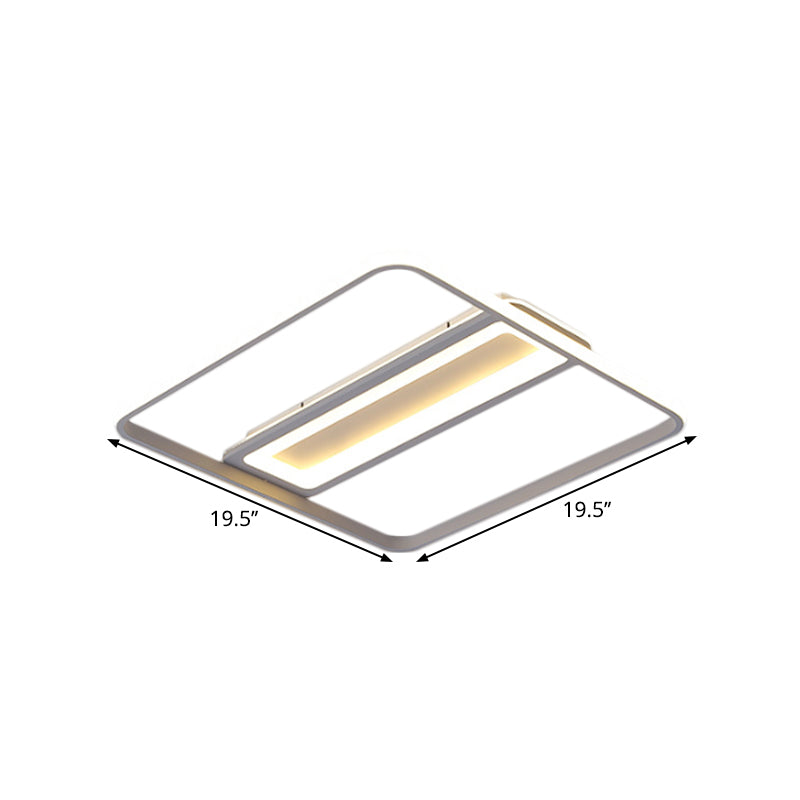Plastic Flush Ceiling Light - Nordic Design, LED, 16"/19.5" Width, White/Warm Light
