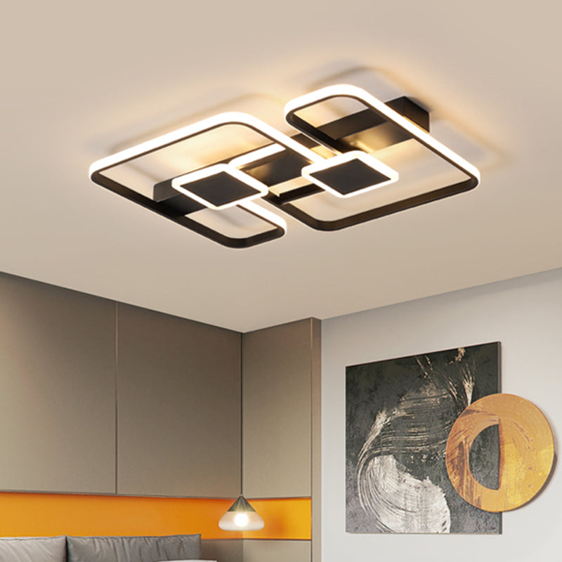 Nordic Metal Geometric LED Flushmount Lighting in Black, 16.5"/20.5"/24.5" W | Customize in 7 Days