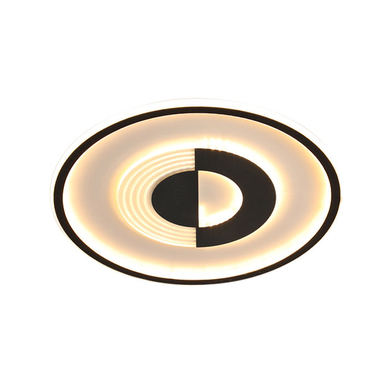 16"/19.5" Round Acrylic Ceiling Lamp - Minimalist LED Flush Mount Lighting in Warm/White, Black/White - Bedroom Lighting