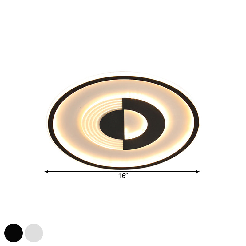 16"/19.5" Round Acrylic Ceiling Lamp - Minimalist LED Flush Mount Lighting in Warm/White, Black/White - Bedroom Lighting
