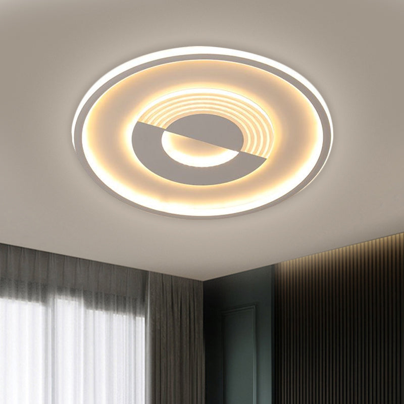 16"/19.5" Round Acrylic Ceiling Lamp - Minimalist LED Flush Mount Lighting in Warm/White, Black/White - Bedroom Lighting