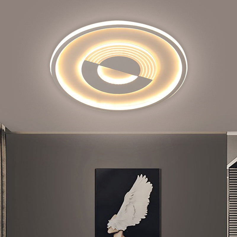 16"/19.5" Round Acrylic Ceiling Lamp - Minimalist LED Flush Mount Lighting in Warm/White, Black/White - Bedroom Lighting