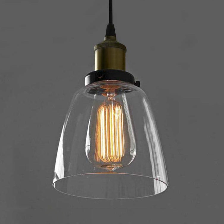 Luminaire suspendu multiple en verre transparent avec charme vintage - 3/4/5 lumières, finition laiton vieilli pour table à manger