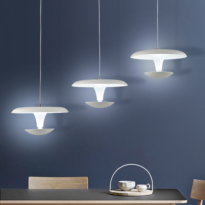 Modern White Disc Pendant Light Fixture - Creative Metal Hanging Lamp, 8.5"/19.5" Wide