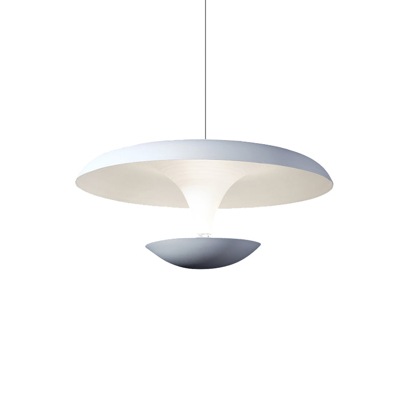Modern White Disc Pendant Light Fixture - Creative Metal Hanging Lamp, 8.5"/19.5" Wide