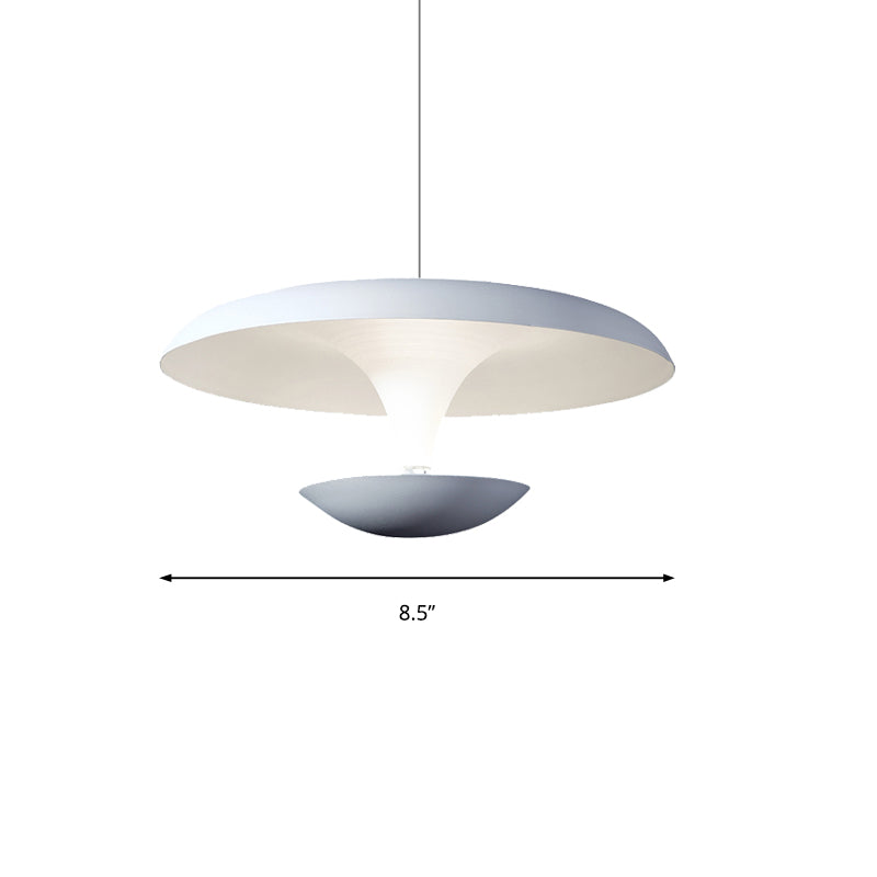 Natalia - White Disc Pendant Light Fixture Modern Metal Hanging Lamp 8.5/19.5