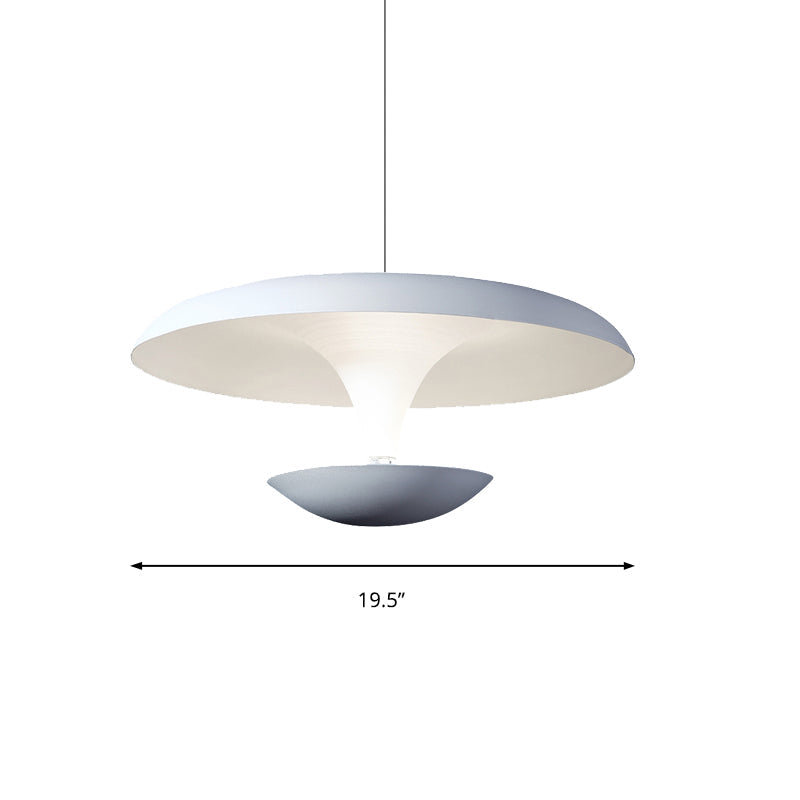 Natalia - White Disc Pendant Light Fixture Modern Metal Hanging Lamp 8.5/19.5