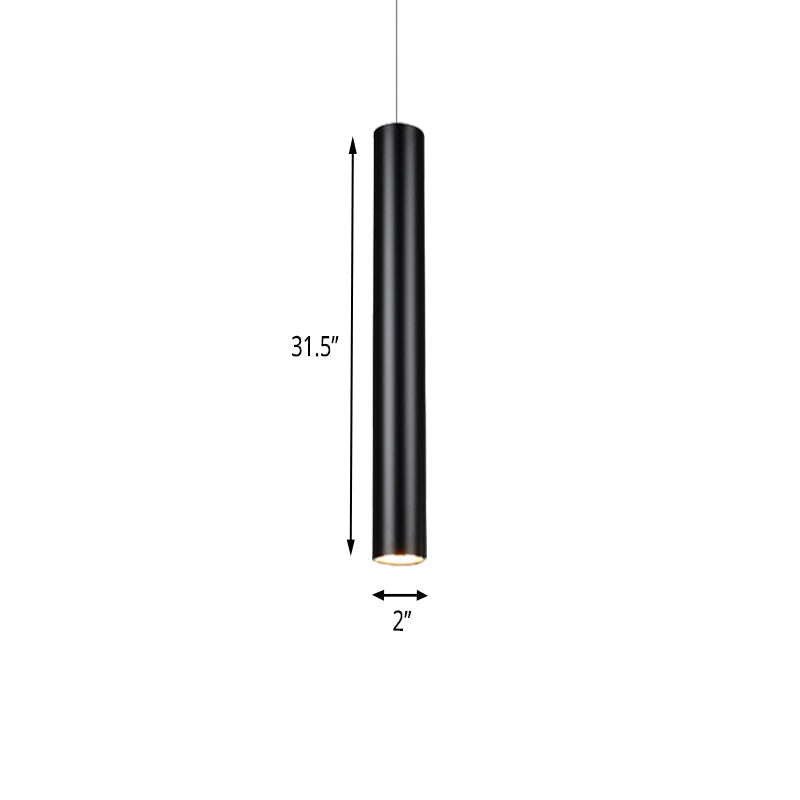 Suspensions cylindriques en aluminium - Éclairage LED noir minimaliste pour salle à manger (hauteur 11"/19"/27") en blanc chaud