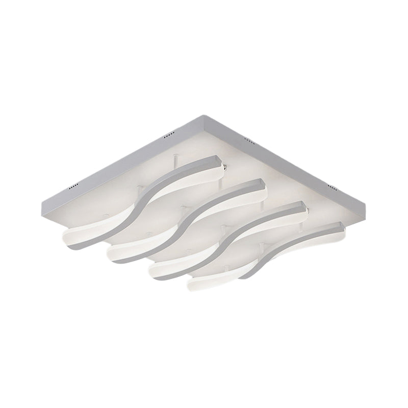 Modern Acrylic LED Flushmount Lighting - Wavy Design, 21.5"/26" Wide Ceiling Flush Light for Living Room in Warm/White Light