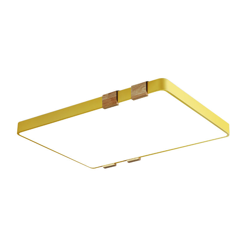 Modern Nordic Acrylic Flush Mount Ceiling Light Fixture - 1-Light Rectangular Lamp in Pink/Yellow/Blue - Warm/White Light