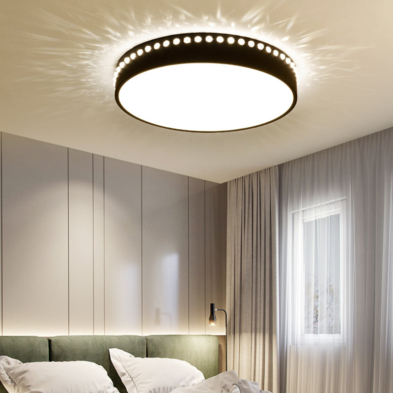Modern Acrylic Flush Mount Drum Ceiling Light Fixture, LED, Black/White/Grey, Warm/White Light, 14"/18"/21.5" Dia